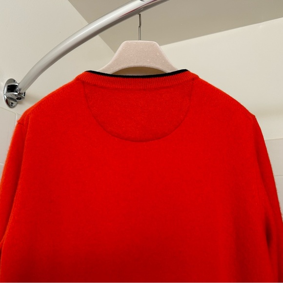 $378 Tory Burch Women Cashmere Pullover Red/Tory Navy size M - Picture 12 of 16